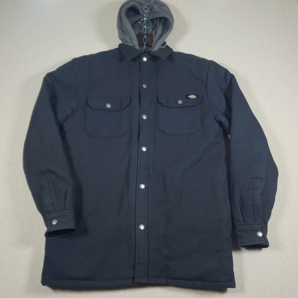 Dickies TJ213BK Hooded Duck Canvas Jacket Black Workwear Coat Small